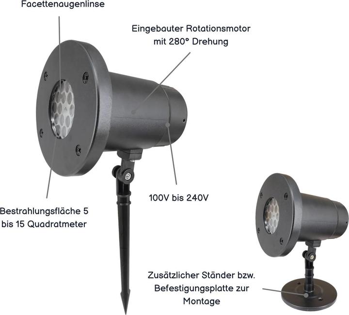 Immagine prodotto Hermex Proiettore per motivi natalizi all'aperto Proiettore per video proiettore LED Lampada per proiettore