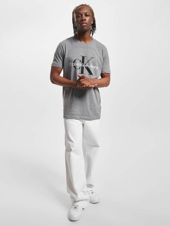 Image du produit Calvin Klein Jeans Jeans T-shirt manches courtes homme Core Monologo Slim Fit, Gris (Mid Grey Heather), L (L)