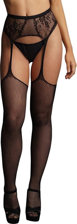 Le Désir Fishnet and lace garterbelt stockings - O/S (One Size)