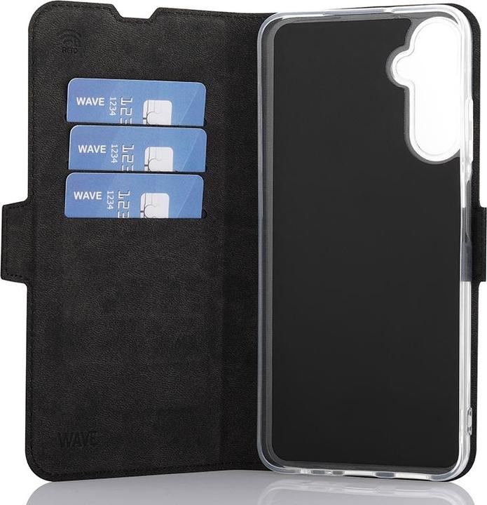 Actual product image Wave BookCase -suojakuori, Samsung Galaxy A05s, musta (Samsung Galaxy A05s)