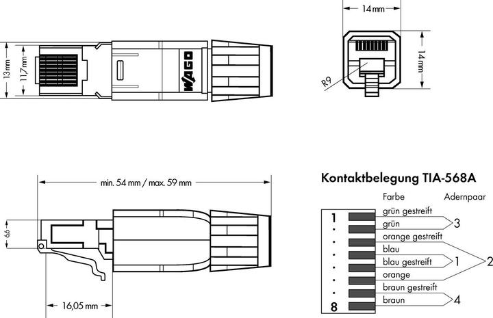 Produktbild Wago Stecker Ethernet RJ-45 10/100Mbit/s