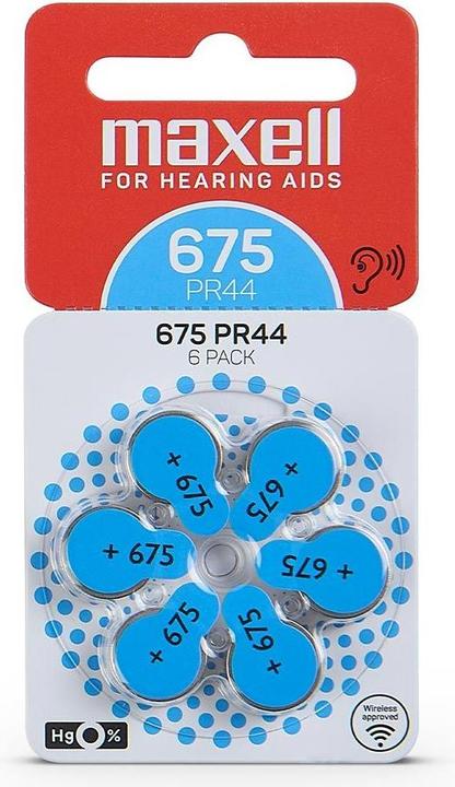 Actual product image Maxell 675 (PR44) - 60 hearing aid batteries (60 pcs., A675, 620 mAh)
