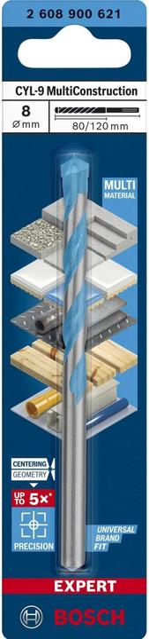 Produktbild Bosch Professional Zubehör EXPERT CYL-9 MultiConstruction Bohrer, 8 x 80 x 120 mm (8 Millimeter)