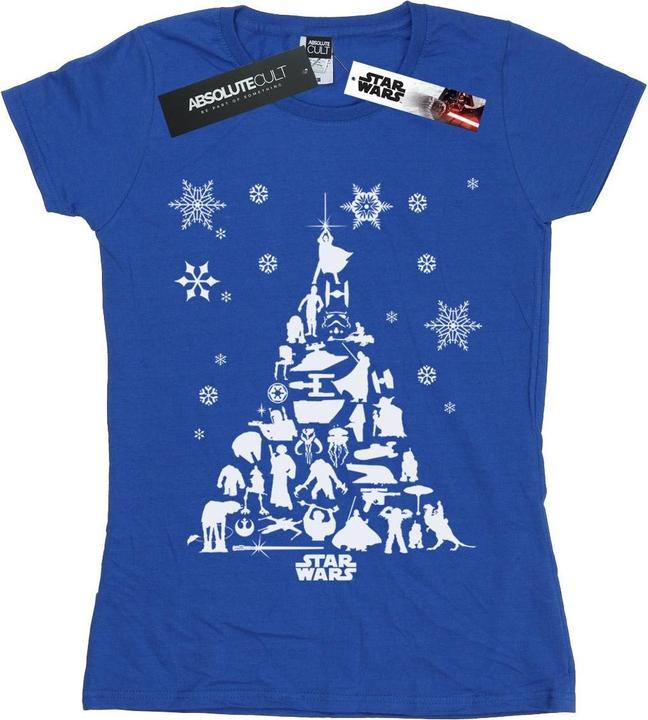 Actual product image Star Wars Womens/Ladies Christmas Tree Cotton T-Shirt (L)