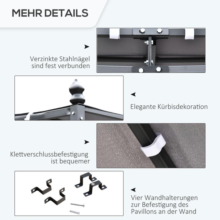 Produktbild Outsunny Gartenpavillon mit geschwungenem Dach (297 cm, 297 cm)