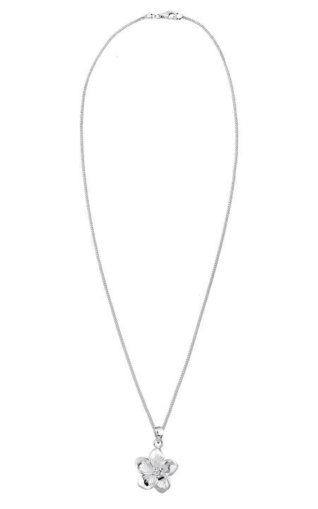 Image du produit Elli DIAMONDS Collier Frangipane Fleur Diamant (0.03 ct) 925 Argent (Argent sterling 925, Cierge, 45 cm)