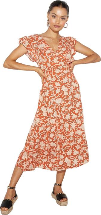 Immagine prodotto Dorothy Perkins Vestito Midi Piccola Floreale Collo con Bottoni Volant Donna (32 D)