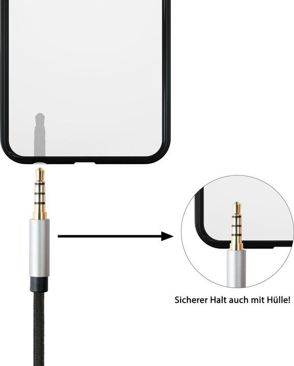 Image du produit Python Câble de connexion audio de haute qualité, prise jack 3,5mm à 4 pôles vers prise jack coudée, Texti (1.50 m, 2,5 mm)