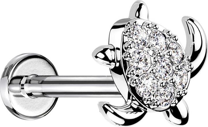 Immagine prodotto Star Piercing Micro labret filo interno argento cristalli di tartaruga argento (Acciaio chirurgico 316L, Ottone)