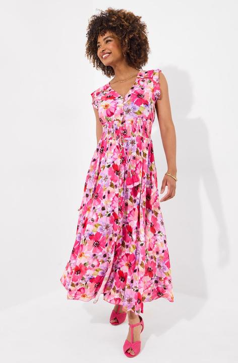 Actual product image Joe Browns Petite Sequin Embellished Shirred Waist Floral Maxi Dress (6)