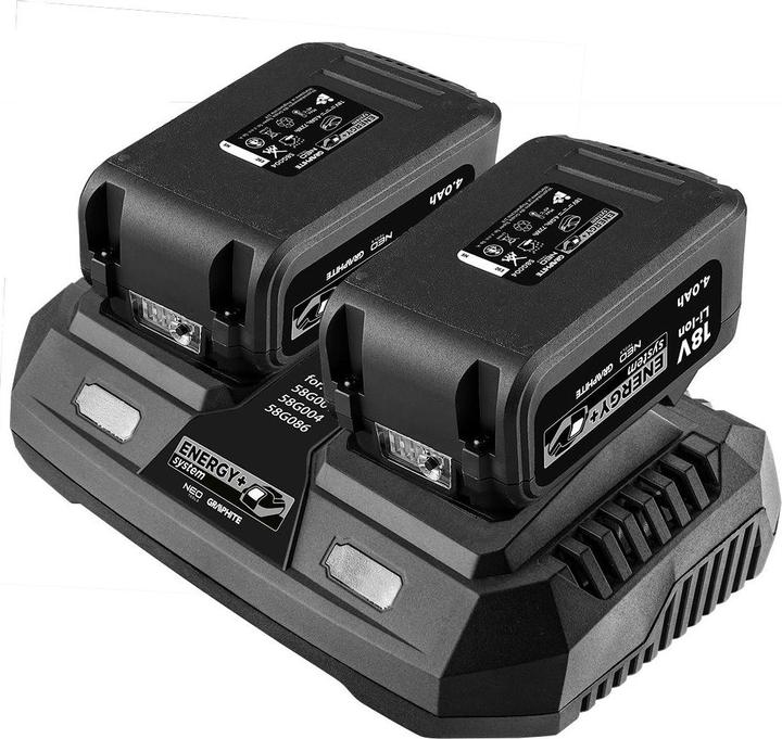 Actual product image Graphite Zestaw Energy+: 2x akumulator 4 Ah z ładowarką podwójną 58GE134 (18 V)