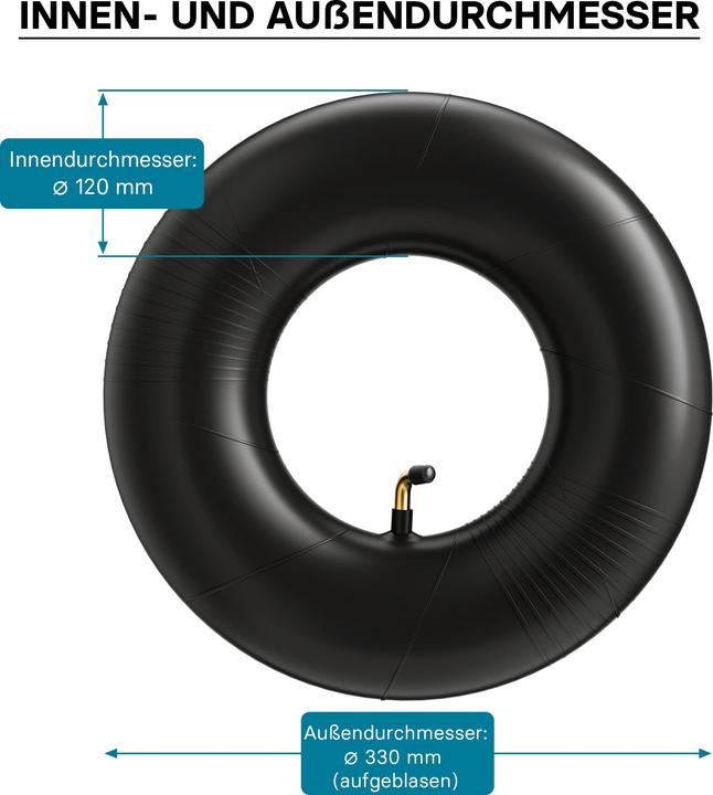 Produktbild Wiltec Schlauch für den Rasenmäherreifen 13x5.00-8 mit Winkelventil Reifendecke (Rasenmäher, Gartenmaschinen Ersatzteile)