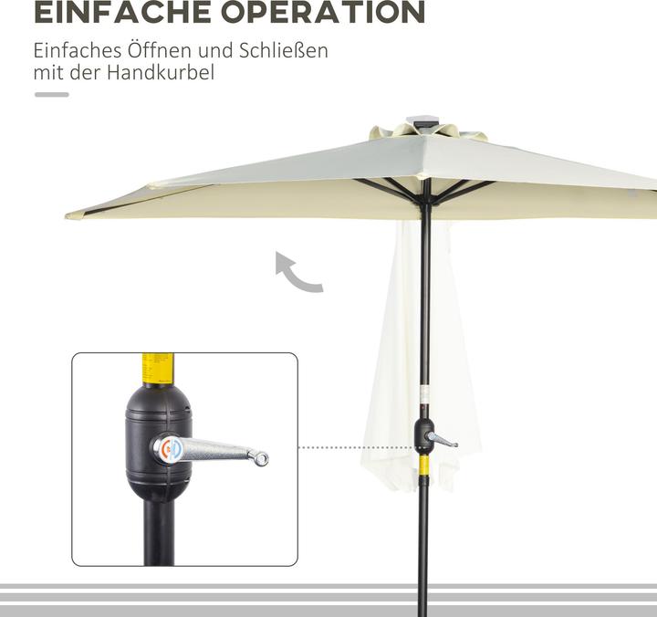 Immagine prodotto Outsunny Ombrellone con pannello solare e LED (1.35 m)