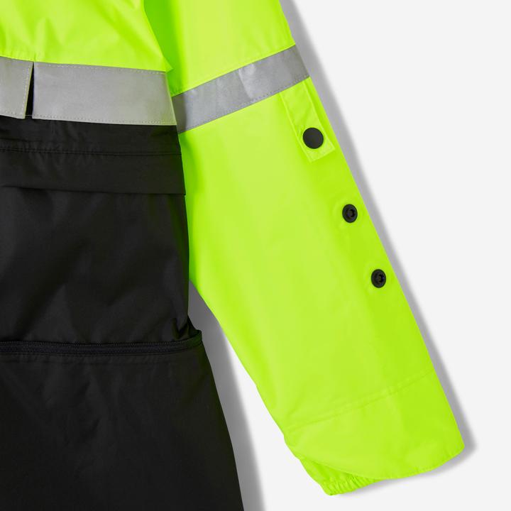 Produktbild Btwin Fahrrad Regenponcho Sichtbarkeit Tag und Nacht Kinder schwarz/neongelb (10, 11, 12)
