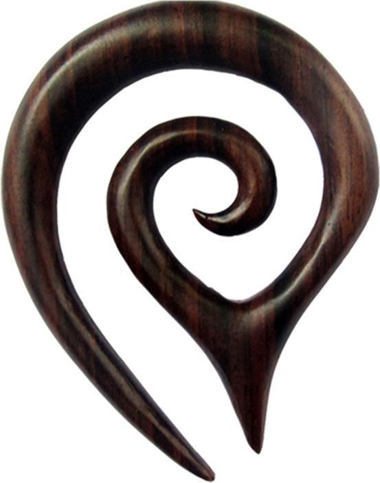 Star Piercing Ohrgewicht Spirale Tropfen aus Narra Holz (ohne MessingOrganisch, Chirurgenstahl 316L)