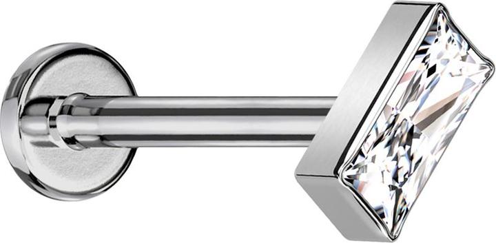 Star Piercing Micro Labret Innengewinde silber rechteck silber Kristall silber (ohne Messing, Titan G23)