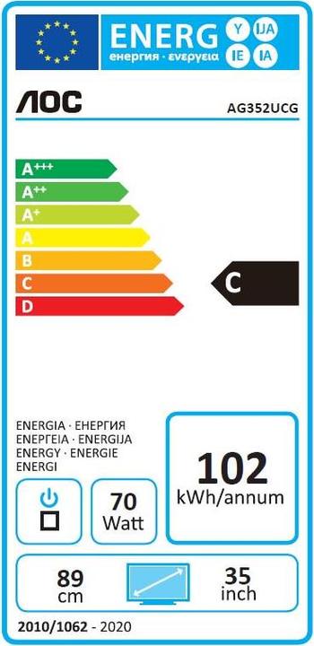 Label énergétique AOC Agon Ag352ucg (3440 x 1440 pixels, 35.03")