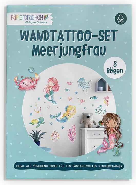 Papierdrachen Wall tattoos - Mermaid - Set 1 (2 x 22 x 32 cm)