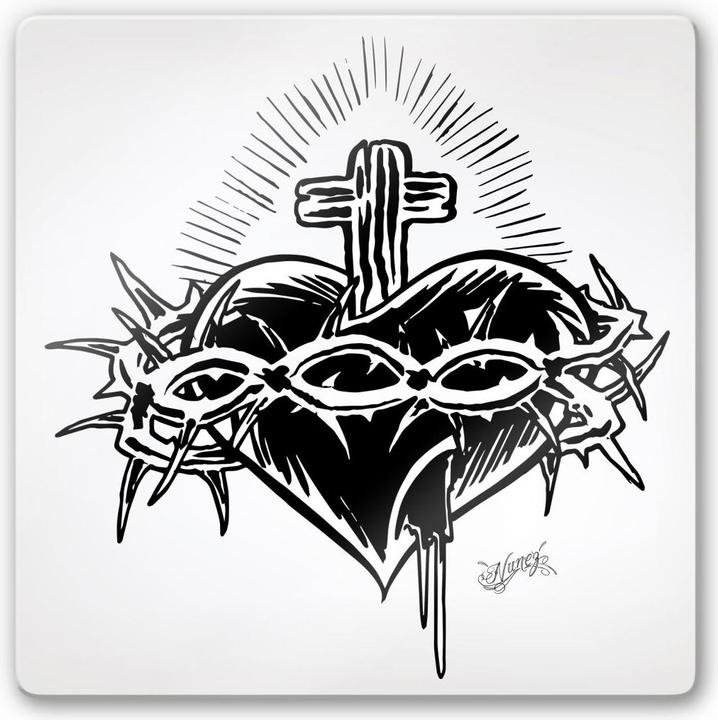 Actual product image Miami Ink Heart with cross (20 x 20 cm)