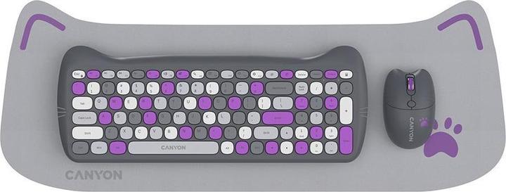 Produktbild Canyon Computertastatur HSET-W6 DE Tastatur+Maus Kitty Edition AAA+ Kabellos Violett (104 Tasten)