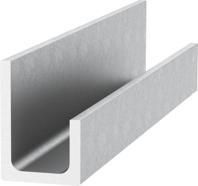 Actual product image U-profile unequal-legged raw aluminium