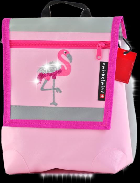 Actual product image Cwirbelwind Kindergarten backpack flamingo glitter