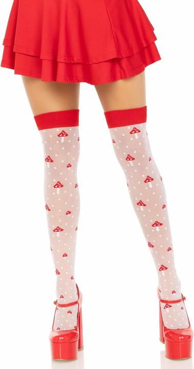 Leg Avenue Calze Alte A Fungo Rosso/Bianco (Taglia unica)
