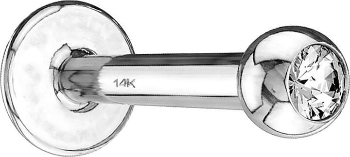 Produktbild Star Piercing Micro Labret 14k weissgold mit Kugel und Kristall silber (ohne Messing, 14k Gold)