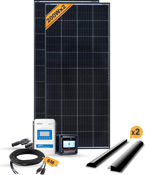 Actual product image Enjoy solar Motorhome Monocrystalline Set - 400W/12V Basic (ALU black) (200 W)