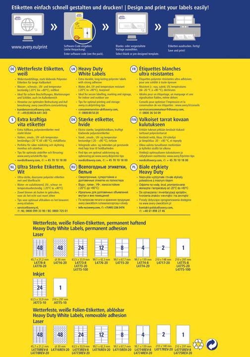 Actual product image Avery Weatherproof labels