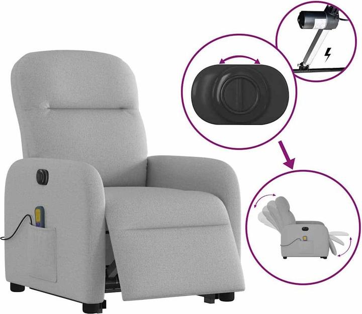 Produktbild VidaXL Massagesessel mit Aufstehhilfe Elektrisch Wolkengrau Stoff