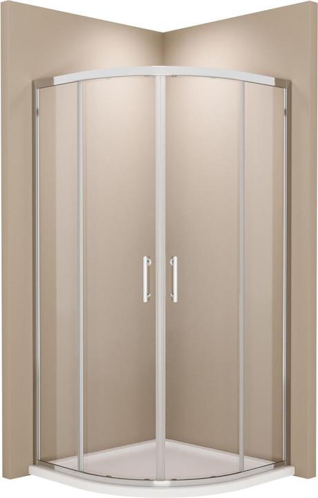 Actual product image Emke Quarter Circle Shower Enclosure, 90x90cm Sliding Door, Round Shower Partition, Glass, H190cm (90 cm, 90 cm, 195 cm)