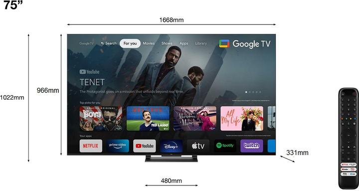 Actual product image TCL 75C745 (75", QLED, 4K, 2023)
