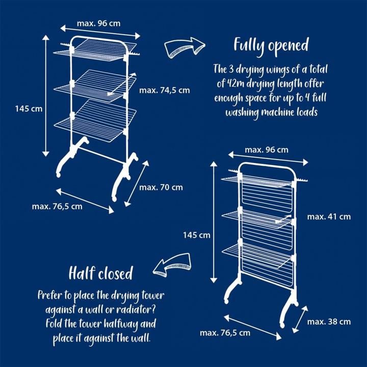 Nährwerte und Zutaten Leifheit Turmtrockner Comfort Tower 420 (42 m)