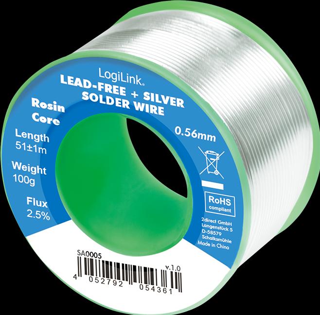 Produktbild LogiLink Lötdraht Ø 0,56 mm (bleifrei + Silber), 0,7% Kupfer, 100g Ro