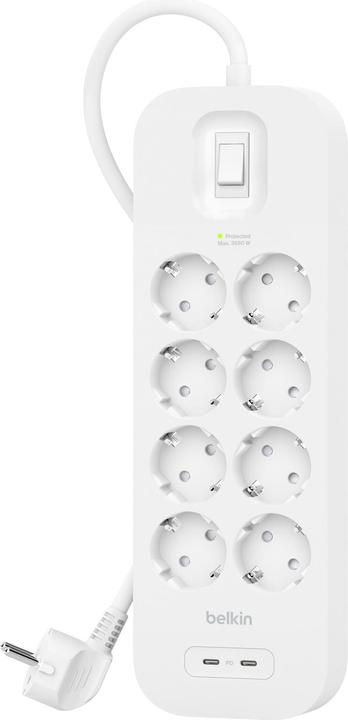 Produktbild Belkin Steckdosenleiste 8-fach + 2xUSB-C,900J,30W,2m SRB004vf2MV2 (8 x, USB-A, USB-C, 2 m)