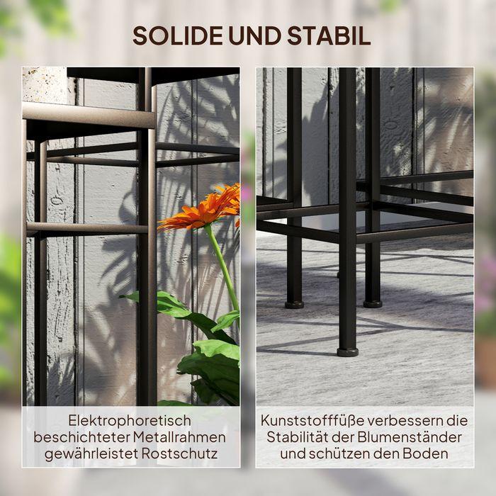 Image du produit Swisshandel24 3er-Set Pflanzenständer, 71 cm hoch, Pflanzenregal aus Metall, Blau+Weiss
