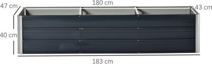 Produktbild Swisshandel24 Stahl Hochbeet XXL Gartenbeet Pflanzkasten mit Handschuhen, Dunkelgrau, 183x47x40cm