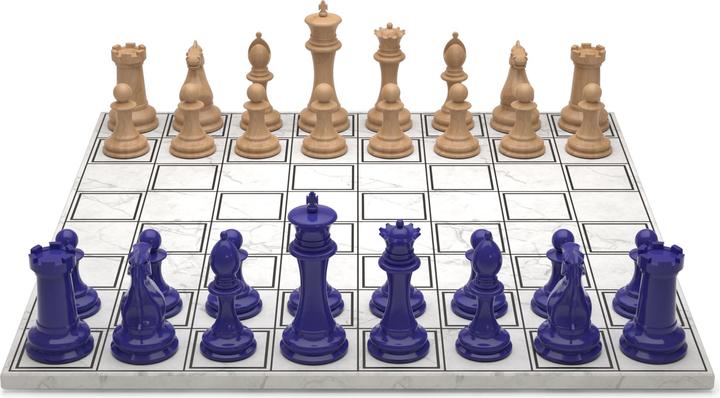 Actual product image Skyline Chess Chess Game - Wooden Series - Blue Vs Light Wood (with Marble Grid Board)