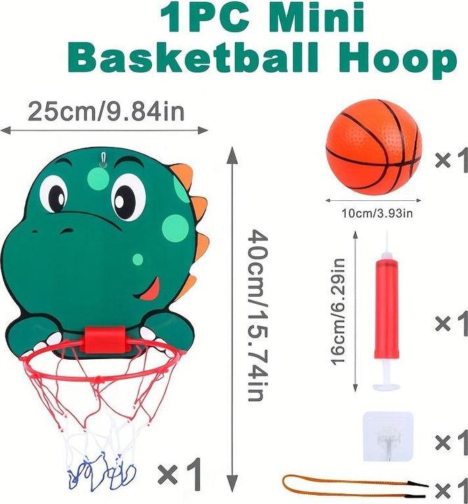 Actual product image Activity Board Mini basketball hoop stand set with lion, dinosaur, elephant jungle animals - Happy Birthday