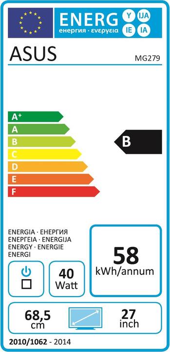 Energie-Label ASUS Mg279q (2560 x 1440 Pixel, 27")