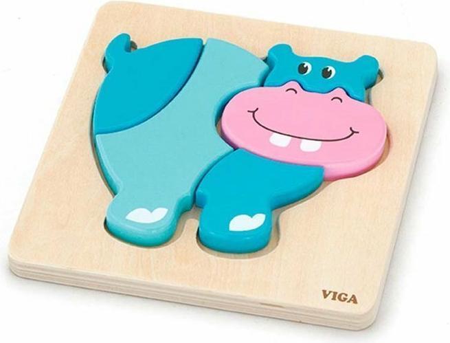 Actual product image Viga Toys Viga 59932 Shape Block Puzzle - Hippopotamus