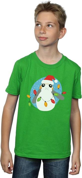 Actual product image Star Wars Boys The Last Jedi Porg Christmas Lights T-Shirt (128)