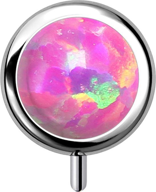 Produktbild Star Piercing Threadless Zylinder silber front Opal pink (ohne Messing, Titan G23)