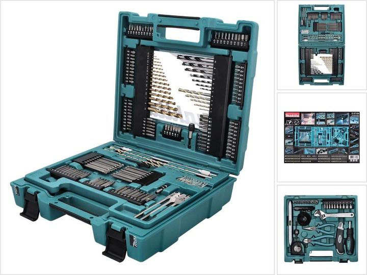 Makita Bits Bohrer Werkzeug Sortiment 200-tlg. (1 mm, 1.5 mm, 2 mm, 2.5 mm, 3 mm, 3.2 mm, 3.5 mm, 4 mm, 4.5 mm, 5 mm, 5.5 mm, 6 mm, 6.5 mm, 7 mm, 8 mm, 10 mm)