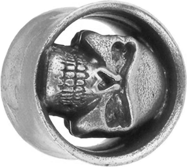 Actual product image Star Piercing Flared Tunnel silver Skull (Brass)