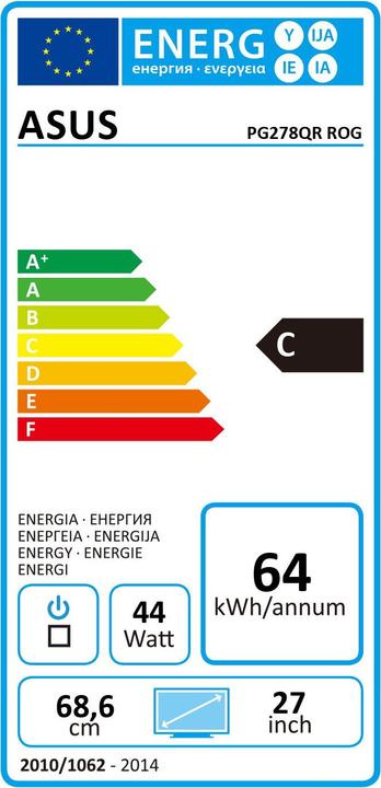 Energie-Label ASUS ROG Swift PG278QR (2560 x 1440 Pixel, 27")