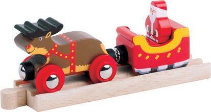 Actual product image Bigjigs Wooden Santa Claus, sleigh and reindeer