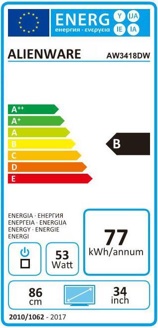 Energie-Label Dell Alienware Aw3418dw (3440 x 1440 Pixel, 34")