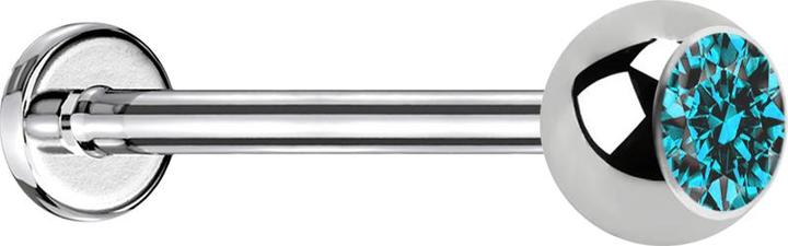 Produktbild Star Piercing Micro Labret silber mit Kugel und Kristall aqua (Chirurgenstahl 316L, ohne Messing)